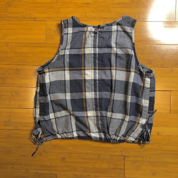 REI Plaid Linen Hemp Sleeveless Country Top Natural Soft Tank Shirt Breathable - Picture 8 of 11